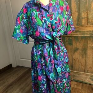 Koret Vintage 90s Colorblock Wrap Dress – Size M